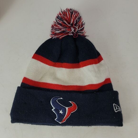 Houston Texans New Era Navy Repeat Cuffed Knit Hat with Pom - Picture 6 of 9